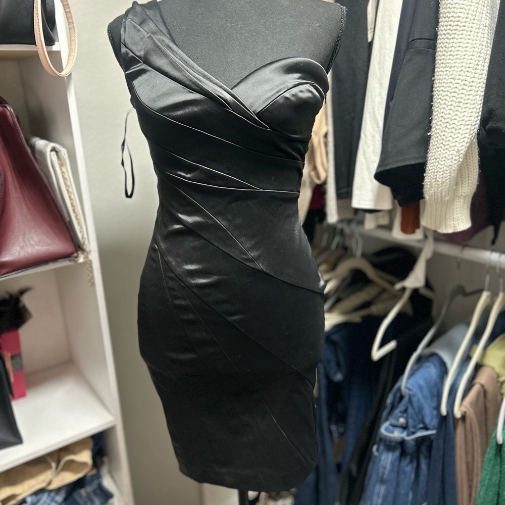 bebe One Shoulder Black Dress